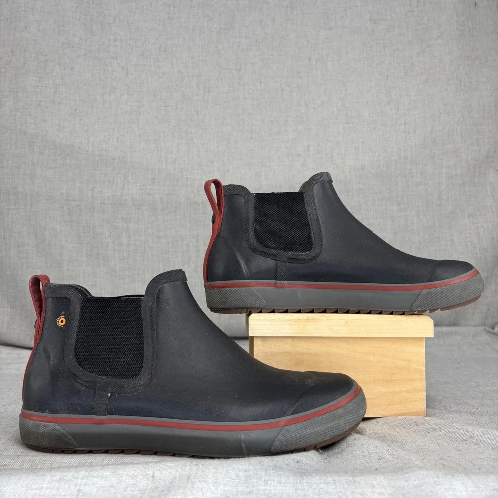 Bogs Kicker Rain II Black Red Waterproof Chelsea Boots Pull On Men's Size 9
